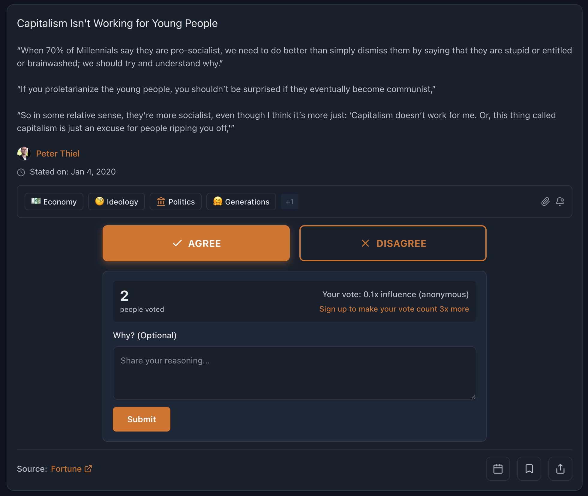 Feed with voting interface